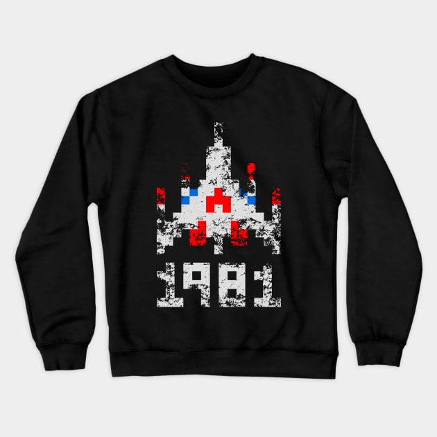 1981 Space Shooter Crewneck Sweatshirt by Nerd_art